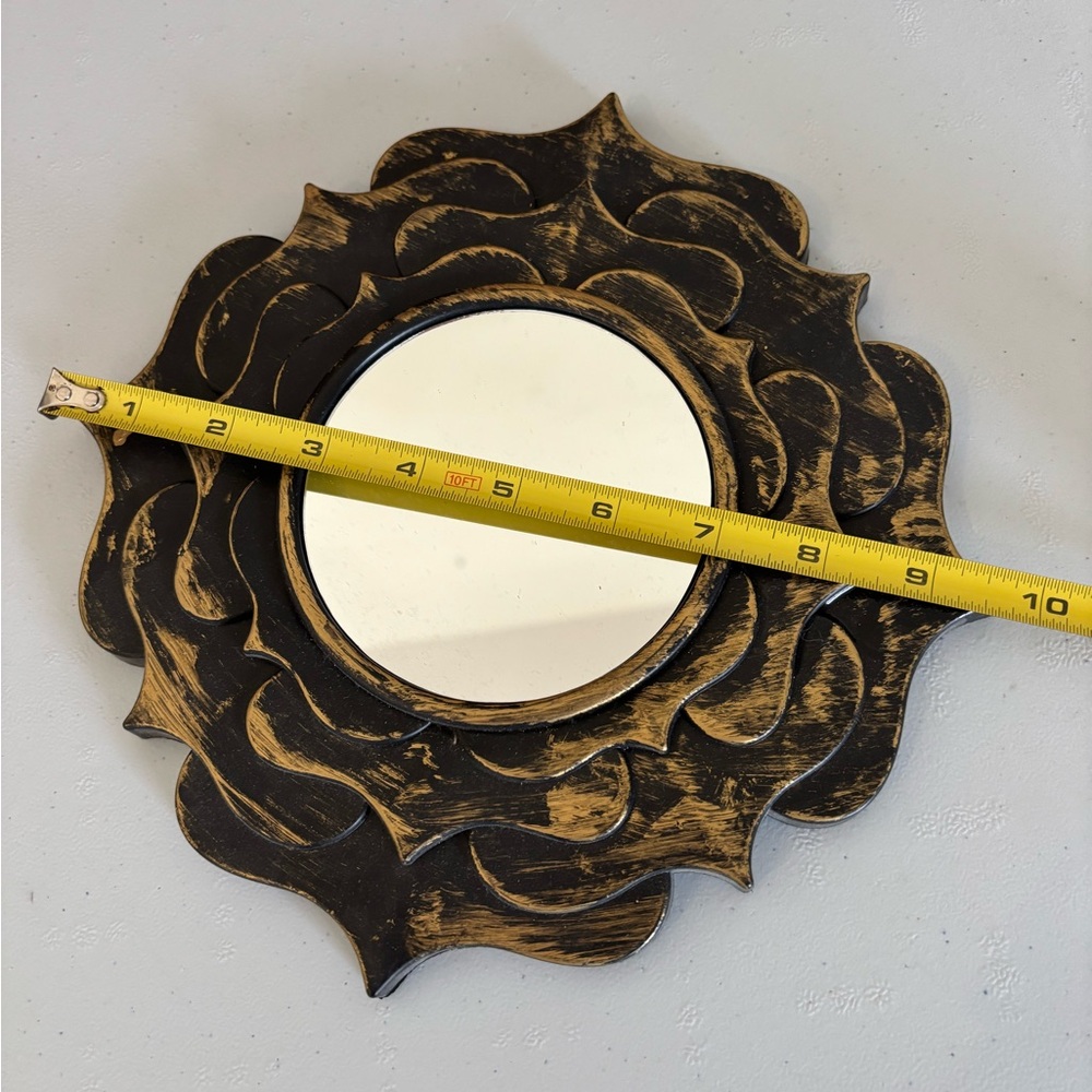 Beautiful Mirror with Plastic Frame, black and gold accents